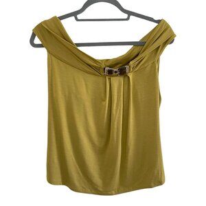 MaxMara Olive Green Embellished Cowl Neck Sleeveless Top Size M Stretch